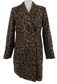 Dámský hnědý vzorovaný flaušový kabát Bonprix 