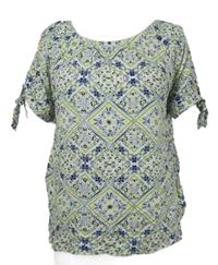 Dámská limetkovo-modro-bílá vzorovaná halenka Multiblu