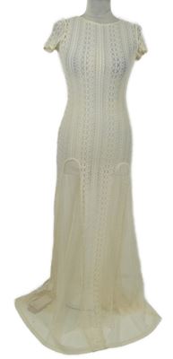 Nové - Dámské smetanové krajkovo/tylové dlouhé šaty Shein 