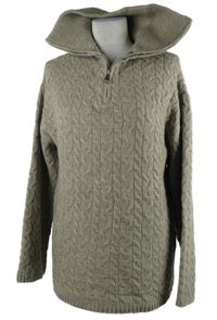 Dámský béžový vzorovaný oversized svetr s límečkem Amisu 