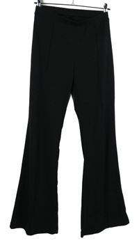 Dámské černé zvonové kalhoty s puky 