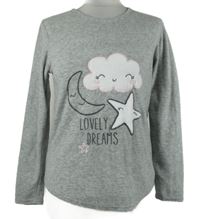 Dámské šedé fleecové pyžamové triko s obrázky Janina 