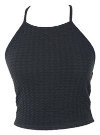 Dámský černý strukturovaný crop top 