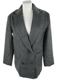 Dámksý tmavošedý flaušový oversized kabát H&M