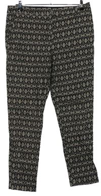 Dámské černo-béžové vzorované skinny plátěné kalhoty F&F