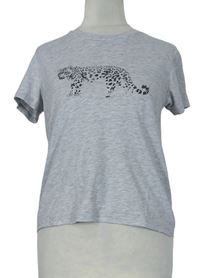 Dámské šedé tričko s leopardem Topshop 