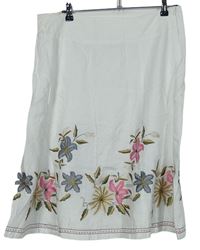 Dámská bílá lněná sukně s květy Florence + Fred 
