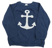 Tmavomodrý svetr s kotvou zn. H&M