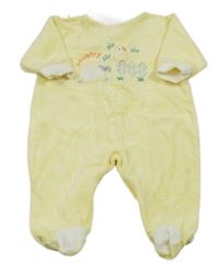 Žluto-bílý sametový overal s obrázkem