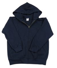 Tmavomodrá propínací mikina s kapucí Fruit of the Loom