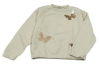 Světlebéžová mikina s motýlky z flitrů Tom Tailor