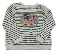 Šedo-černá pruhovaná mikina s nápisem a flitry H&M