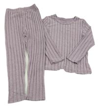 2set- Fialové žebrované úpletové triko + legíny 