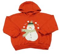 Červená mikina se sněhulákem a kapucí Dunnes