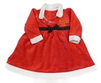 ČErveno-bílé sametové šaty s nápisem George