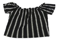 Černo-bílé pruhované crop tričko 