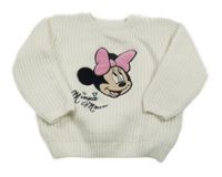 Bílý žinylkový svetr s Minnie Disney