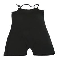 Černý žebrovaný kraťasový overal Shein