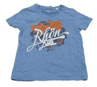 Modré melírované tričko s potiskem Rhönwild