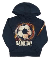 Tmavomodrá mikina s fotbalovým míčem a kapucí Primark