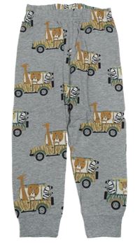 Šedé pyžamové kalhoty se safari zvířaty Tu