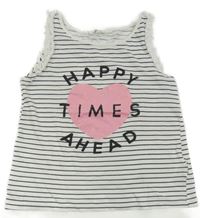 Bílo-černý pruhovaný top s nápisem H&M