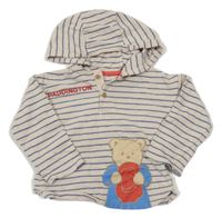 Béžovo-modrá pruhovaná mikina s Paddingtonem a kapucí George
