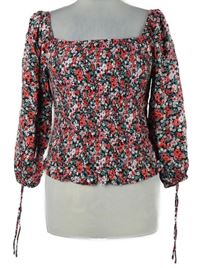 Dámská černá květovaná žabičková crop halenka FB Sisterr