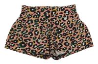 Růžové sukňové kraťasy s leopardím vzorem C&A