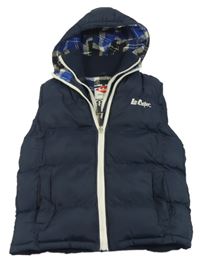 Tmavomodrá šusťáková zateplená vesta s kapucí Lee Cooper