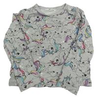 Šedá crop mikina s jednorožci H&M