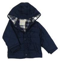 Tmavomodrá šusťáková prošívaná zateplená bunda s kapucí zn. George