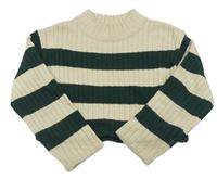 Béžovo-zelený pruhovaný crop svetr H&M