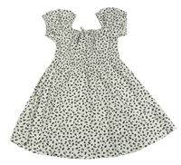 Bílo-černé květované šaty s mašlí Primark