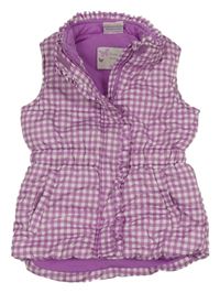 Fialovo-bílá kostkovaná šusťáková zateplená vesta Topolino