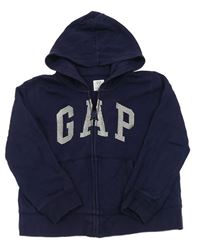 Tmavomodrá propínací mikina s logem a kapucí GAP