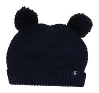 Tmavomodrá čepice s bambulemi Joules