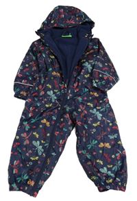 Tmavomodrá funkční šusťáková zimní bunda s motýly a kapucí Mountain Warehouse