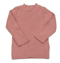 Růžový žebrovaný lehký svetr Nutmeg