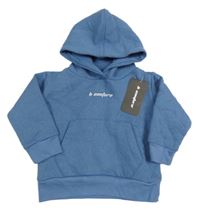 Nové - Modrá mikina s nápisem a kapucí 