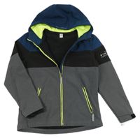 Petrolejovo-černo-šedá softshelová bunda s kapucí Yigga