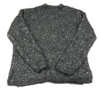 Šedý chlupatý svetr s flitry C&A