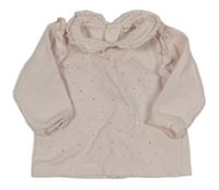 Světlerůžová mikina s kamínky a límečkem