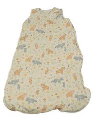 Světlebéžový bavlněný zateplený spací pytel se zvířaty s listy George