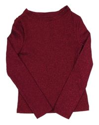 Rubínové třpytivé žebrované triko F&F