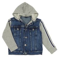 Modrá riflová bunda s mikinovými rukávy a kapucí Denim Co.