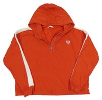 Červená crop mikina se srdíčkem a kapucí M&S