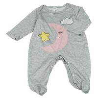 Šedý melírovaný overal s měsícem a mrakem 