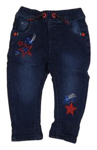 Tmavomodré teplákové rifle s hvězdami Dunes