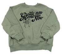 Khaki mikina s nápisem a mašlí Zara